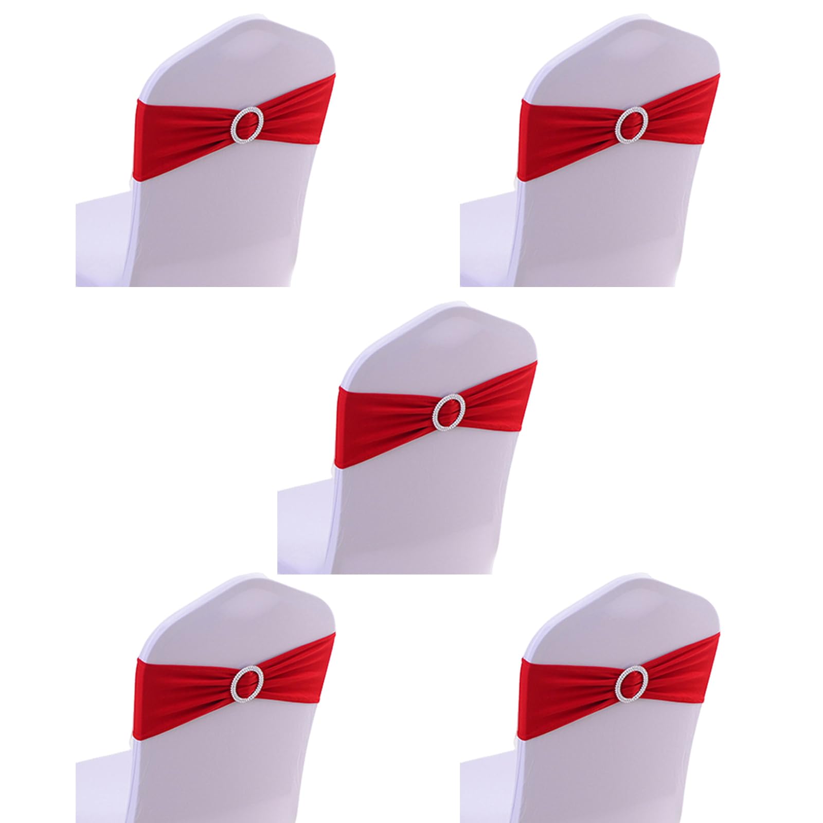 Nucelit 5Pcs Spandexs Chair Cover Band Ribbon Chair Tie Back for Party Banquets Wedding Decoration Knots Bows Stretch Cover