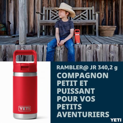 YETI Rambler Jr Kids Bottle, Vacuum Insulated Stainless Steel Bottle with Straw Cap, Rescue Red, 12 oz (354 ml) – vue 2
