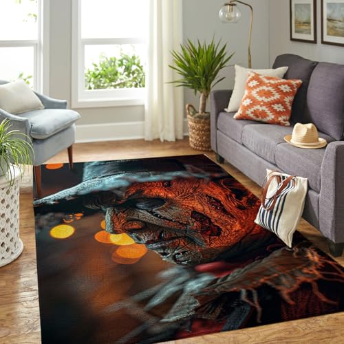 Horror Scary Movie Rug for Living Room – Creepy Burnt