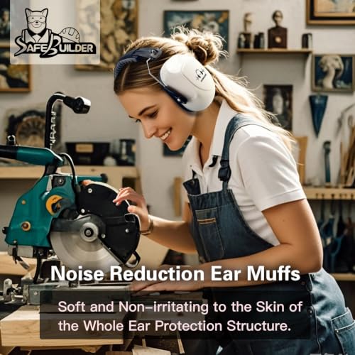 Image of SAFEBUILDER Ear Muffs Noise Reduction SNR 33dB Adjustable Lightweight Safety Earmuffs Sound Proof Noise Cancelling ANSI