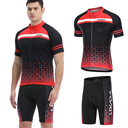 Lixada Men's Cycling Jersey Set Breathable Quick-Dry Mtb Biking Shirt With 3D Cushion Padded Shorts #TOP2