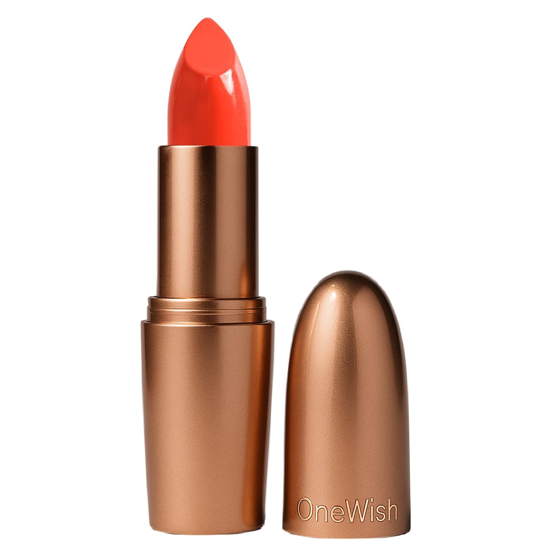 one wish creamy matte lipstick long lasting for women – rusty orange shade 24 | full coverage | high-pigment | spf | vitamin e, almond oil & shea butter for moisturising lip | 8 hrs lasting | smooth finish | 3.8 gm