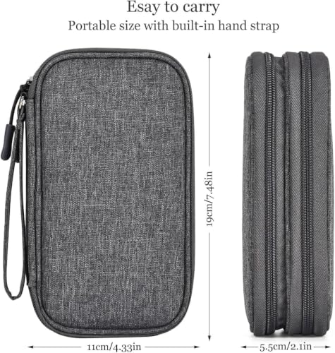Image of Portable Storage Organizer for USB Cable, Earphone, Power Bank,Charger, Hard Disk & Digital Gadgets, with Mesh Pockets Size Inside's Material and Color May Vary JDGP-5 (Dark Grey)