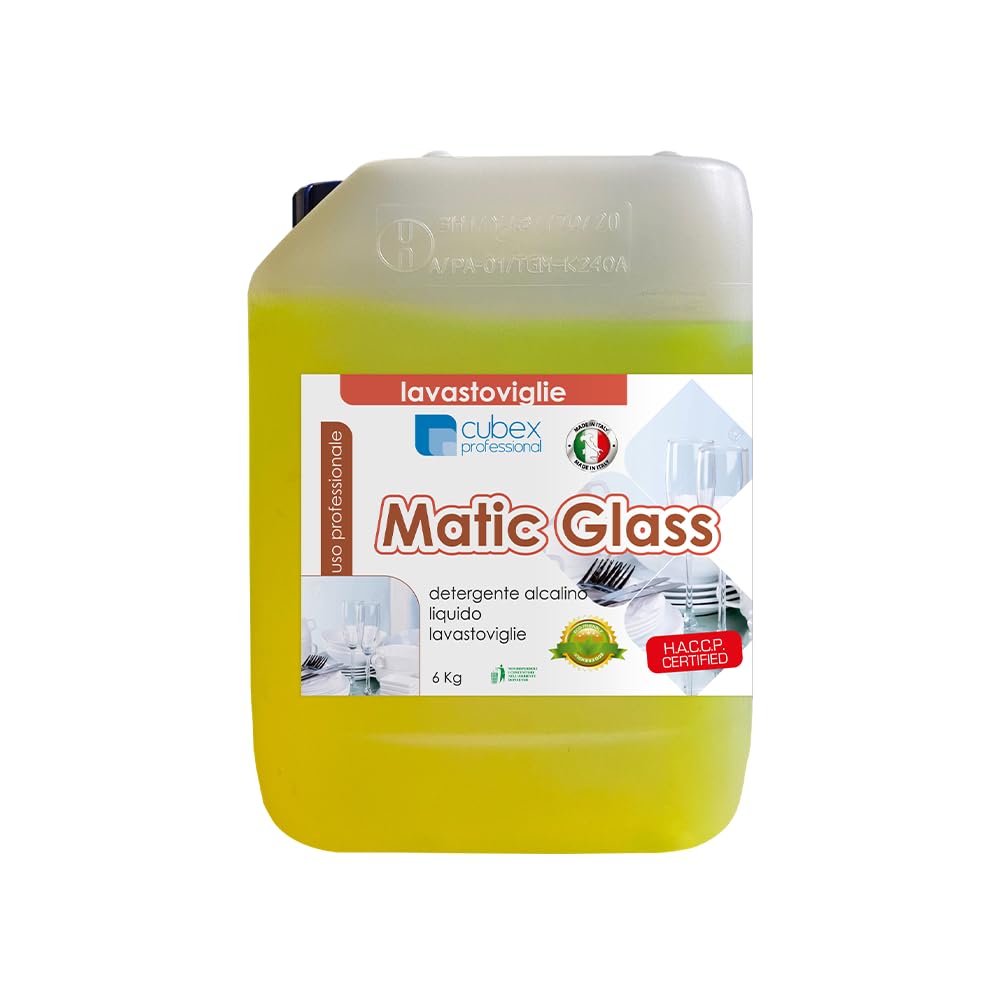 cubex professional MATIC Glass Detergente alcalino Liquido per lavastoviglie 6 kg
