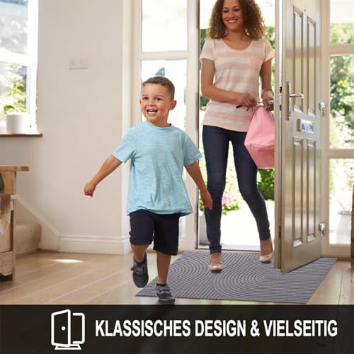 Diaxilu Fußmatte 40x60 cm Innen und Außen - rutschfeste Schmutzfangmatte - Waschbar Fussmatte, Wasserdicht Türmatte - Schmutzfänger Teppich für Eingang, Haustür, Patio, Flur, Garten (Grau)