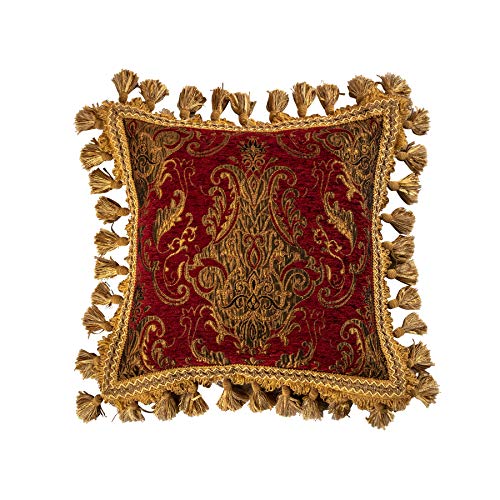 Loom And Mill 12-Piece Comforter Bed In A Bag, Classic Damask Jacquard Comforter Set Queen, Luxury Bedding Sets With Bed Skirt, Euro Shams And Decorative Pillows, All Season(Florence,Queen), Red #TOP6