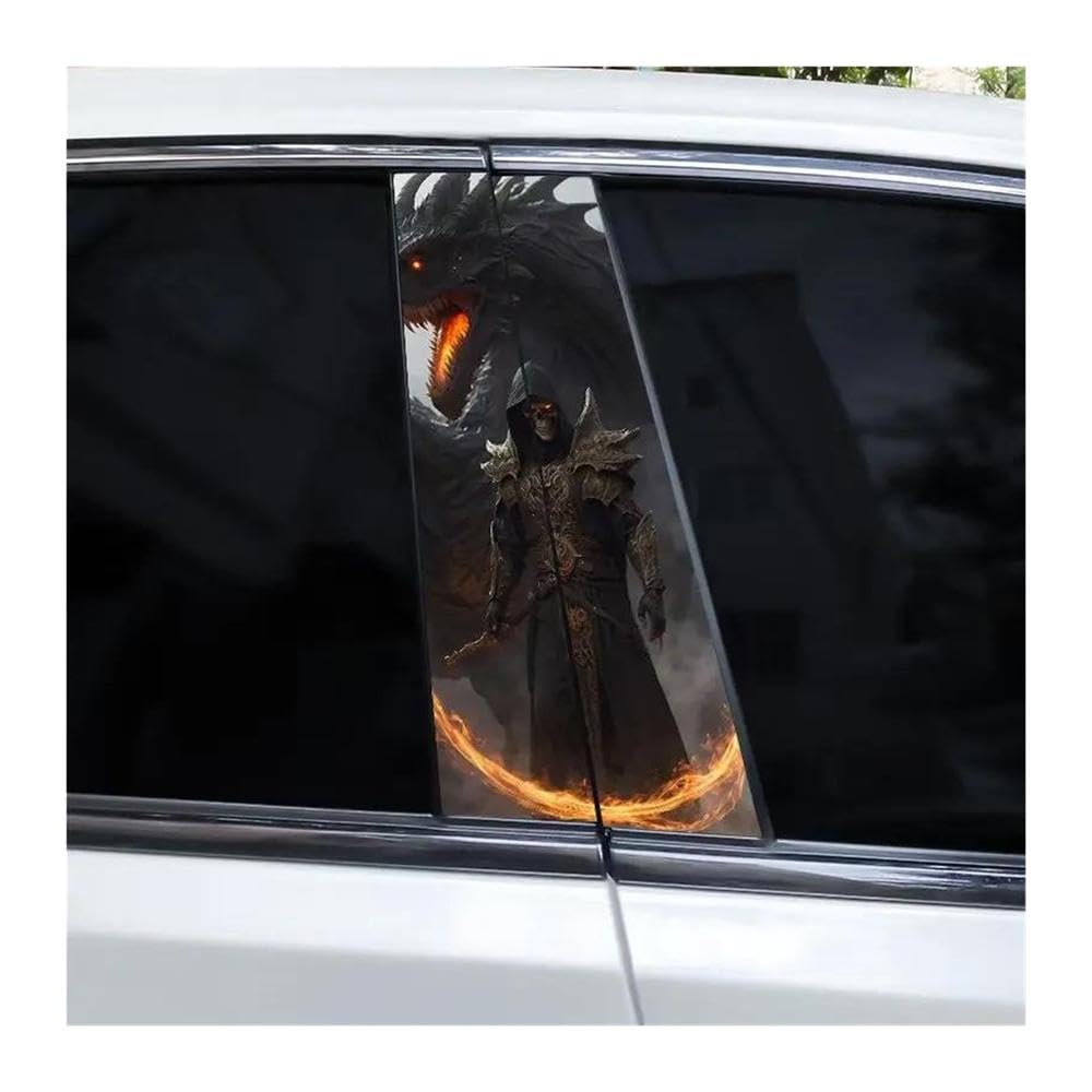 Decorative Items 2pcs Car Center Column Stickers DIY Horror Skull Car Door Pillar Stickers(G)