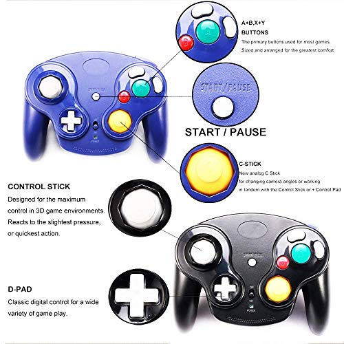 Vtone ZE010-2 Wireless Game Cube Controller, 2 Pieces 2.4G Wireless Classic Gamepad With Receiver Adapter For Wii Game Cube Ngc Gc thumb #3