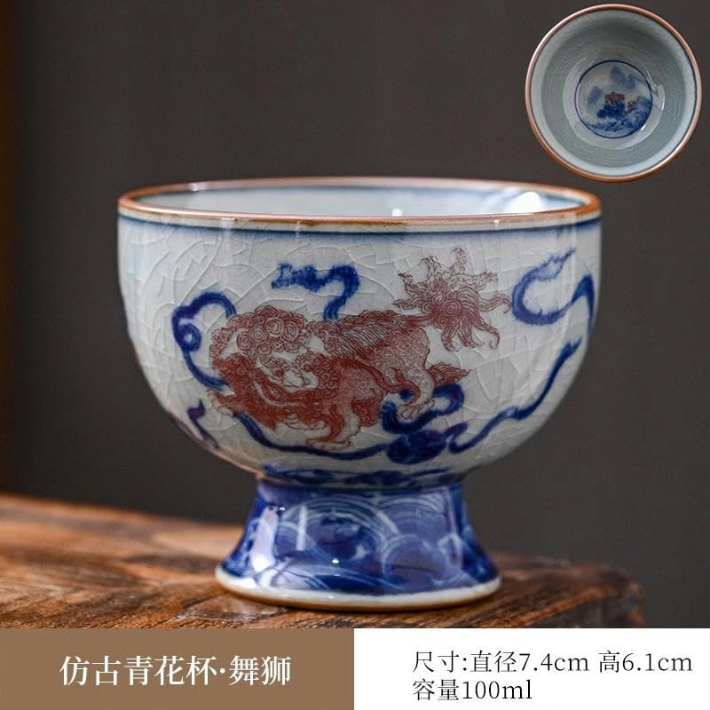Zestaw do herbaty Chiński zestaw do herbaty, 7,4 * 6,1 CM Niebiesko-biały porcelanowy kubek do herbaty Ceramiczny kielich Porcelanowy wina Kubek kawy(Qingming River Map)