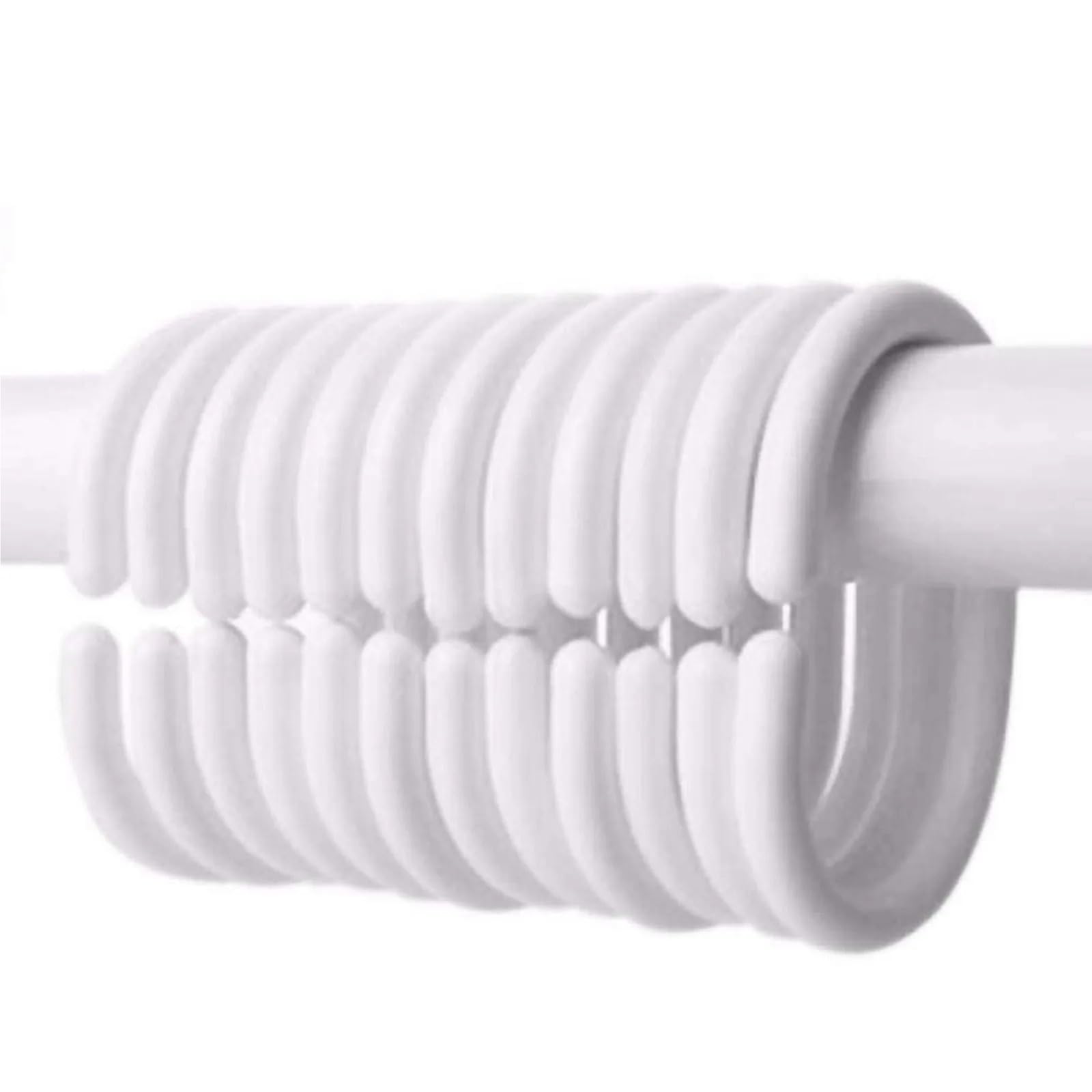 Shower Curtain Hooks 12PCS Plastic C Type Shower Curtain Hook Hanger Drape Loop Clip Glide Convenient Replacement Waterproof Bathroom Accessories