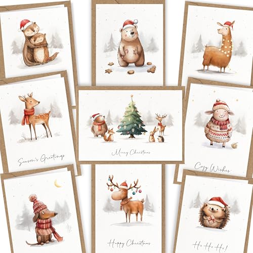 LOViLEE Weihnachtskarten inkl. extra Umschläge & Sticker im 10er...