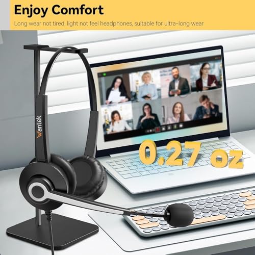 Headset with Microphone for Laptop, 3.5mm Wired Headset with Noise Cancelling Microphone & Audio Controls for Mobile Phone Laptop PC, Wired Stereo Computer Headphones for Call Center,Teaching,Office - Image 2