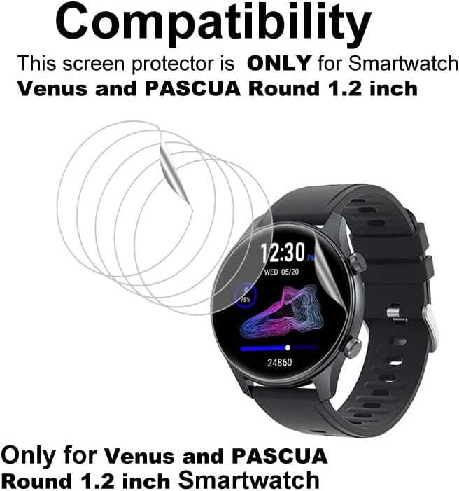 Miniatura 2 de Protector de pantalla compatible con TouchElex Venus y Deeprio Pascua reloj inteligente redondo de 1.2 pulgadas, TPU suave, paquete de 6,