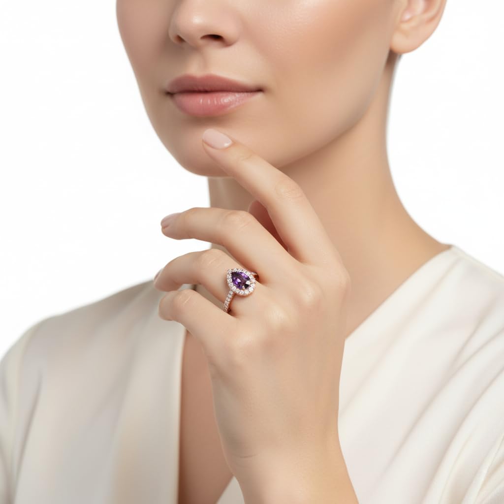 Scegli la Tua Pietra preziosa Anello in Oro Rosa a Forma di Pera Halo Letest Design Fidanzamento di Nozze Gioielli Fatti a Mano e alla Moda