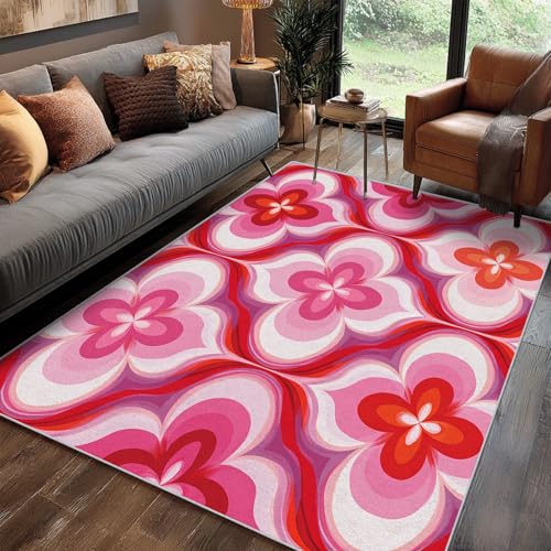 Pop Art Rug 5x7, 70s Retro Mid Century Modern Area