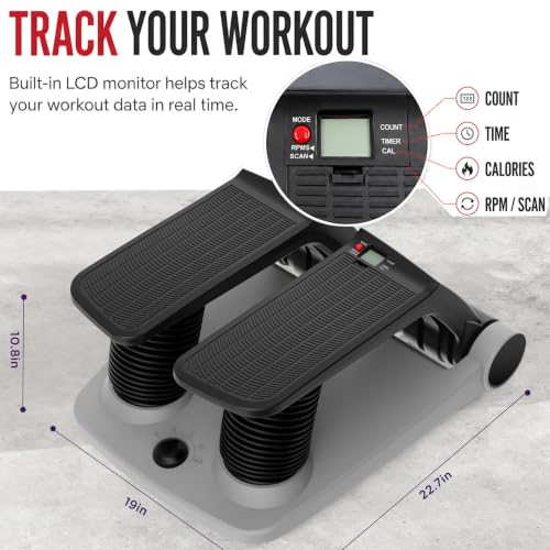 Image of Air Stepper Exercise Machine with Resistance Bands, 5-Level Adjustable Resistance, 300 lb Capacity Stair Stepper with LED Monitor, Low-Impact Home Cardio and Full Body Workout Equipment