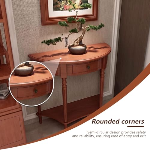 Mesa consola para pasillo con cajones y estante de madera maciza 6