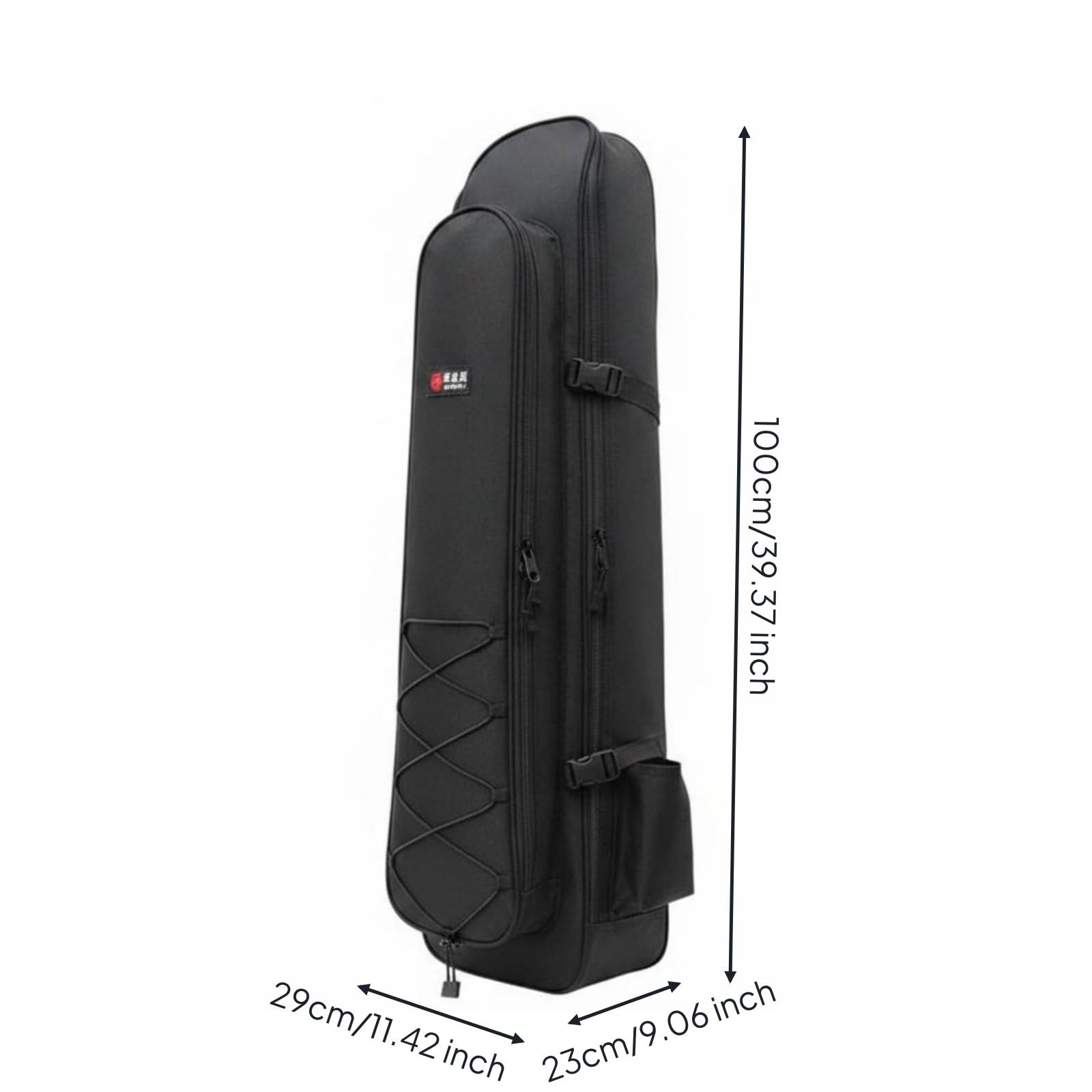 Zaino da Pesca Borsa Porta Canna Attrezzatura Esche Scatole Filo PVC E Oxford Portabilità Zainetto Spalle Regolabili Adatto per Uscite in Riva Viaggi Campeggio Escursioni Regali, Black, 1M