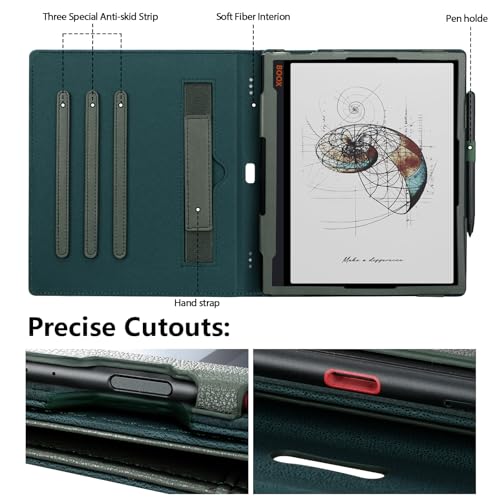 Image of E NET-CASE Case for 10.3 inch Boox Note Air 5 C (2025) / Note Air4 C (2024) / Note Air3 C / Air3 B /W (2023), 360 Rotating Stand Cover with Pen Holder /Hand Strap, Auto Sleep /Wake (Green)