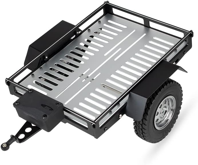 KYX Racing Aluminum RC Cars Trailer Heavy Duty Truck and RC Rock Cars Trailer for 1/10 RC Crawler Car Axial SCX10 II III TRX4 TRX6 D90 Gen7 Gen8