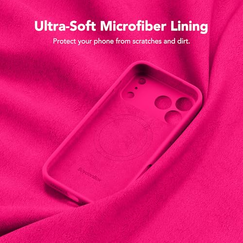 Image of Magnetic for iPhone 17 Pro Case, Compatible with MagSafe, [Full Camera Protection][Screen Protector] Silicone Shockproof Protective Phone Case for iPhone 17 Pro 6.3 inch, Hot Pink