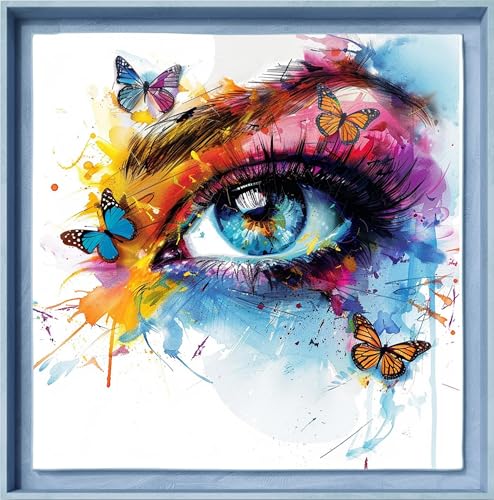 Image of Leczany Cross Stitch Patterns Stamped Kit for Beginners | Embroidery Supplies DIY Craft Kit Needlepoint for Adults Starter | 11CT, 3 Strands | Eyeside Butterfly 16.5x16.5 inches