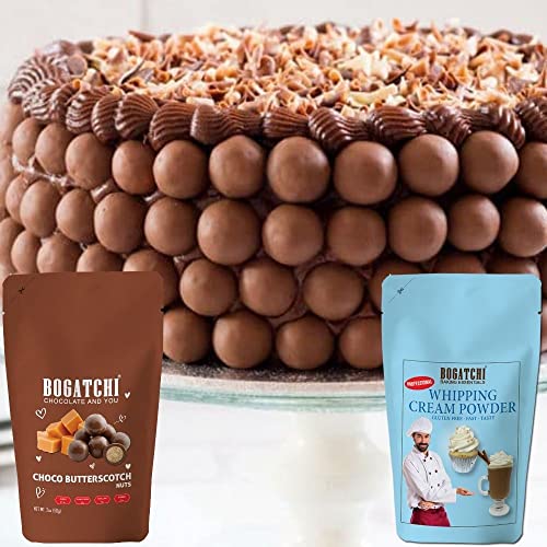 Image of BOGATCHI Whipping Cream Powder, Whipping cream for cake, Whipped Cream, Premium Whipping cream Powder,Rich Whipping cream|FREE One Extra Whipping Cream Powder(50g)+ Chocolate Butterscotch Nuts(50g)