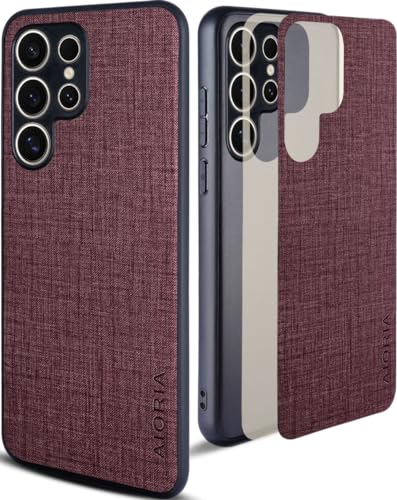 Aioria �݊��� �P�[�X for Samsung Galaxy S24 Ultra ���n�p�^�[�����U�[�����ɕی쏃�F�X�}�z�P�[�X (Red, S24 Ultra)