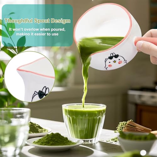 Dycoony Matcha whisk set, Matcha bowl with handle, 8-piece matcha set, bowl,matcha bamboo mixer, teaspoon, spoon, sieve, mixer holder,measuring cup,scoop stand, gift for matcha starter kit — view 3
