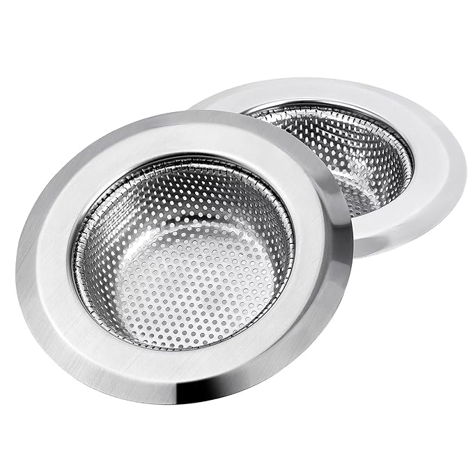 SSUCA Stainless Steel Kitchen Strainer, Sink Jali, Drain Filter, Wide Rim Anti Clogging Mesh Drain Filter Vegetable Hair Catcher Drain Cover (Pack of 2) (B0DFYKMG25) Amazon Price History, Amazon Price Tracker