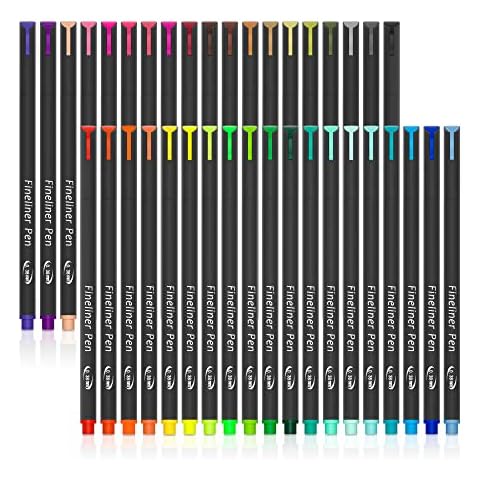 Colored Pens, 38 Fineliner Porous Fine Point Pens with 2 Stencils, Fine Tip Drawing Markers Perfect for Journal Planner Adults Coloring Office College Art Supplies by Smart Color Art Cover