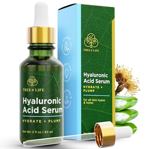 Tree of Life Hyaluronic Acid Serum For Face - Deep Hydration for Dry, Dehydrated, & Sensitive Skin - Dermatologist Tested - Moisturizing Treatment for Smooth Skin, 2 Fl Oz