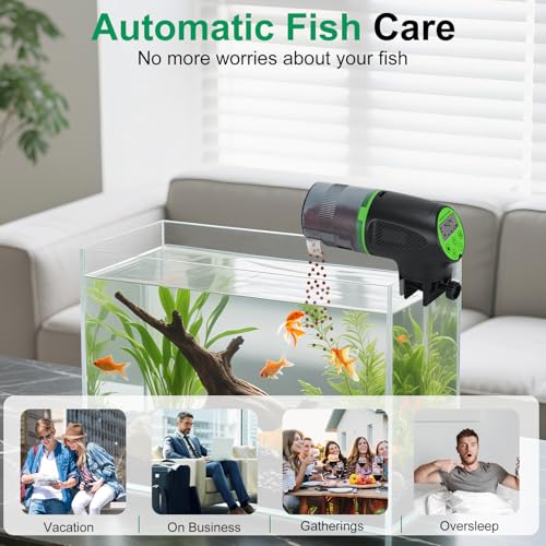 Miniatura 7 de Podazz Alimentador Automático De Peces Para Acuario Con Temporizador, Pantalla Lcd, Dispensador De Peces Ajustable De Gran Capacidad, Alimentador Operado Para Dorados, Tortuga Para Vacaciones