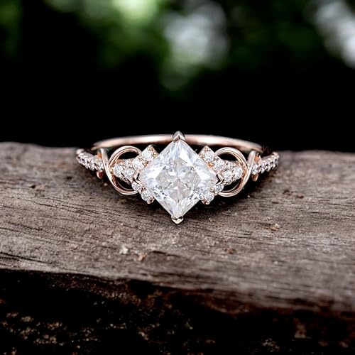 Princess cut Moissanite engagement ring Unique rose gold engagement Jewelry dainty diamond bridal ring Twist Jewelry promise ring Birthday gift4
