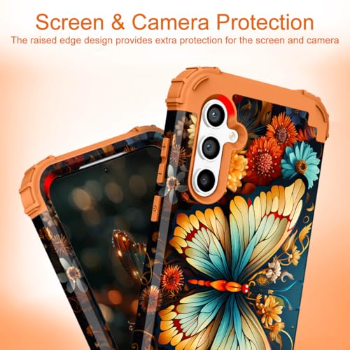 Hocase for Galaxy S25 Case, Shockproof Heavy Duty Protection Soft Silicone Rubber Bumper+Hard Plastic Hybrid Protective Case for Samsung Galaxy S25 5G (6.2") 2025 - Butterfly in Orange by Hocase - Used condition - Image 3