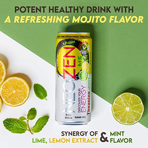 Image of NEOZEN Sugar Free Energy Drink - Zero Calorie, Kosher, Gluten Free, Vegan, KETO Friendly - 11.2 Fl Oz (Pack of 12)(MOJITO)
