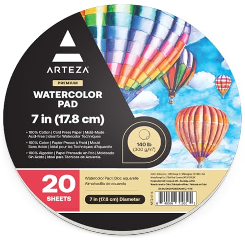 Papier rond pour aquarelle Arteza 17,8 cm de qualité supérieure