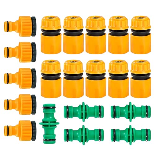 Kit de Conectores para Manguera de Jardín, 20 Piezas Conector Manguera, Adaptador Grifo Manguera, Accesorios Manguera Jardin Conexión rápida sin Fugas