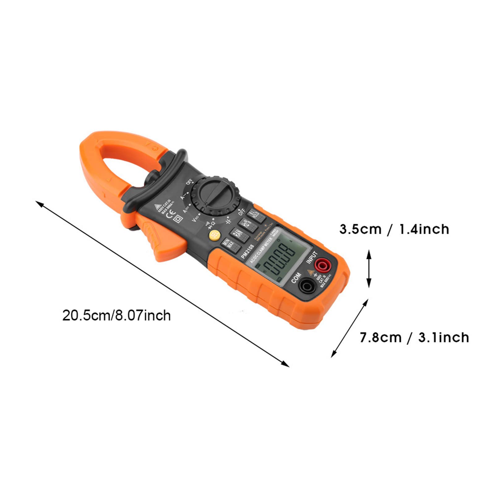 Dioche Przenośny Tester Napięcia PEAKMETER PM2108 Cyfrowy Miernik Cęgowy - Przenośny Multimetr z Podświetlanym Wyświetlaczem LCD, Dokładny Pomiar Napięcia, Prądu i Rezystancji
