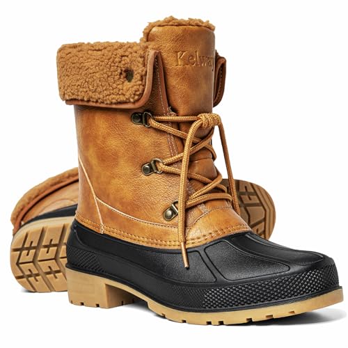 Kelway Snow Boots for Women – Waterproof, Insulated & Warm Winter Shoes with Non-Slip Soles for Hiking, Walking, Camping & Outdoor Activities, Brown 9