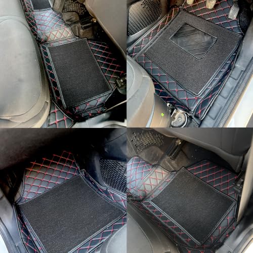 Image of 7D Car Floor Mat for Hyundai Aura 2020-2025 | Black Red