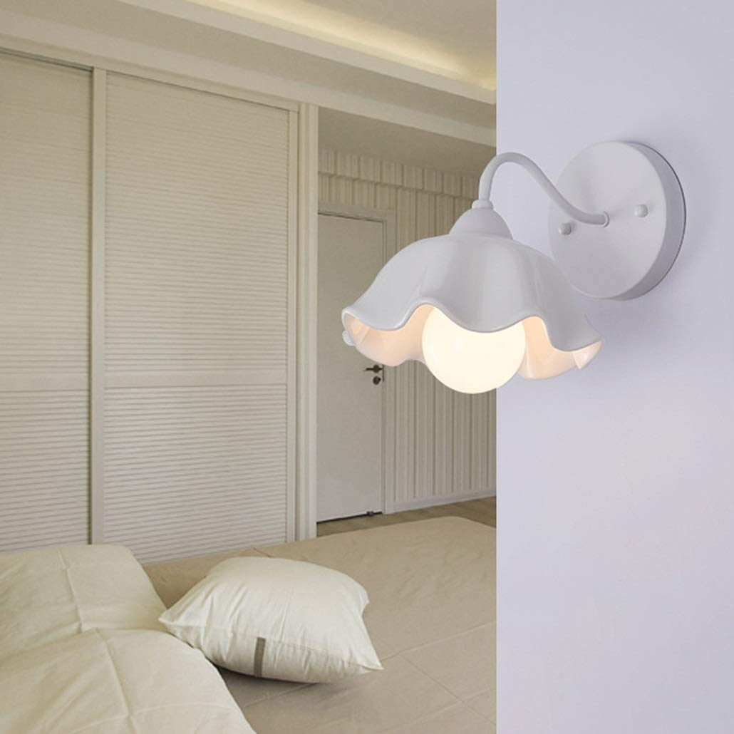 Aplique de pared de cerámica blanco Lámpara retro industrial Lotus 3