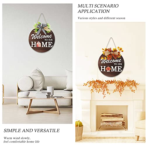 Interchangeable Welcome Sign For Front Door With 4 Seasonal Wreaths And 14 Changeable Icons, Farmhouse Front Door Signs, Door Decoration Porch Decor, Seasonal Rustic Wooden Home Sign Home Décor (6Wood) #TOP5