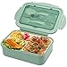 1400ml Caja de Almuerzo, caja de Bento, Lunch Bento Box,Fiambrera Infantil con 3 Compartimentos y Cubiertos para Microondas y Lavavajillas, salud duradera Apto