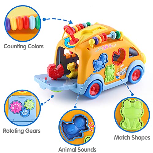 Iplay, Ilearn Toddler Music Bus Toys, Baby Musical Busy Learning Toy W/ Animal Matching, Gear, Key, Infant Electronic Car W/ Light Sound, Birthday Gifts For 18 Month, 2 3 Year Old Kid Boy Girl #TOP2