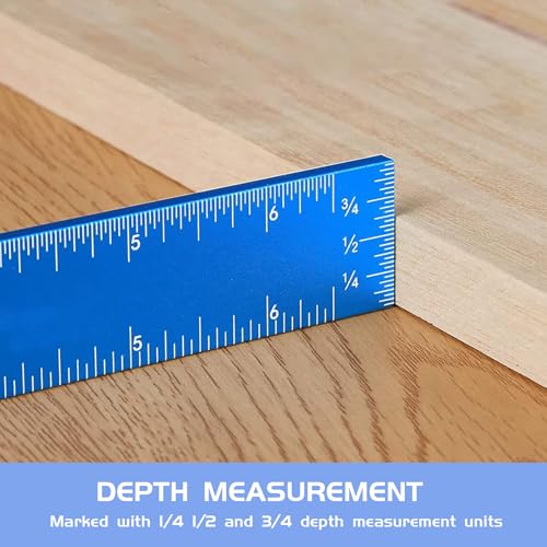 Metal Slide Rule Set - T-Type Ruler with Inch/Metric Scales (7",9",13") - Woodworking Measuring Tools, Pocket Scribing Ruler, Machinist Square for Marking & Layout (Klein Blue) - Image 3