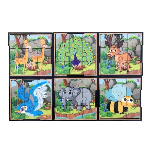 Buy Wooden Animals and Birds Jigsaw Puzzle for Kids -6 * 6 inch-Set of ...