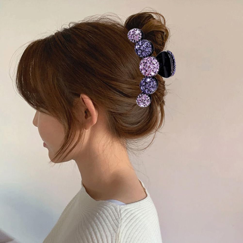 Housoutil Purple Diamond Hair Claw Clips, Purple Acetate Resin Claw Clips, Women Bling Claw Clips - Image 2