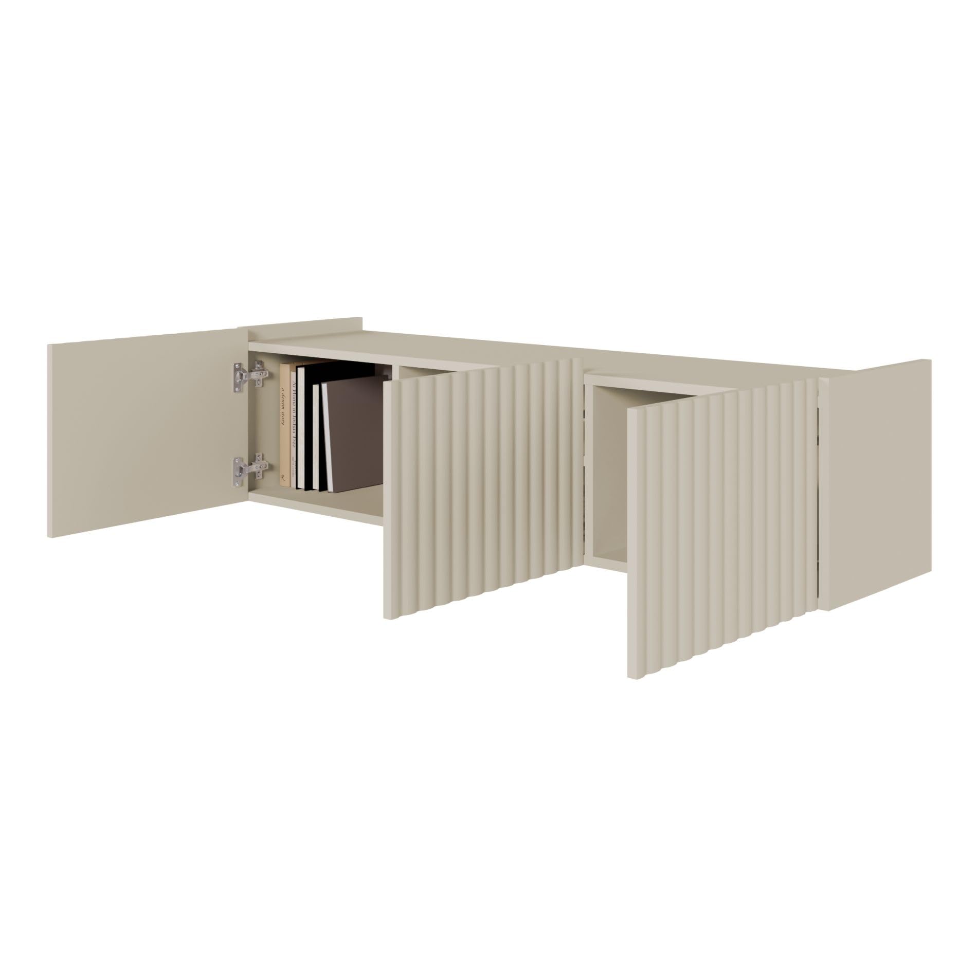 Selsey Meuble TV Suspendu Fiorra 144x38 cm - Design Moderne Cachemire - Meuble Télé avec Passages Câbles et 3 Compartiments - Murale en Panneaux Stratifiés et MDF - Élégant et Fonctionnel