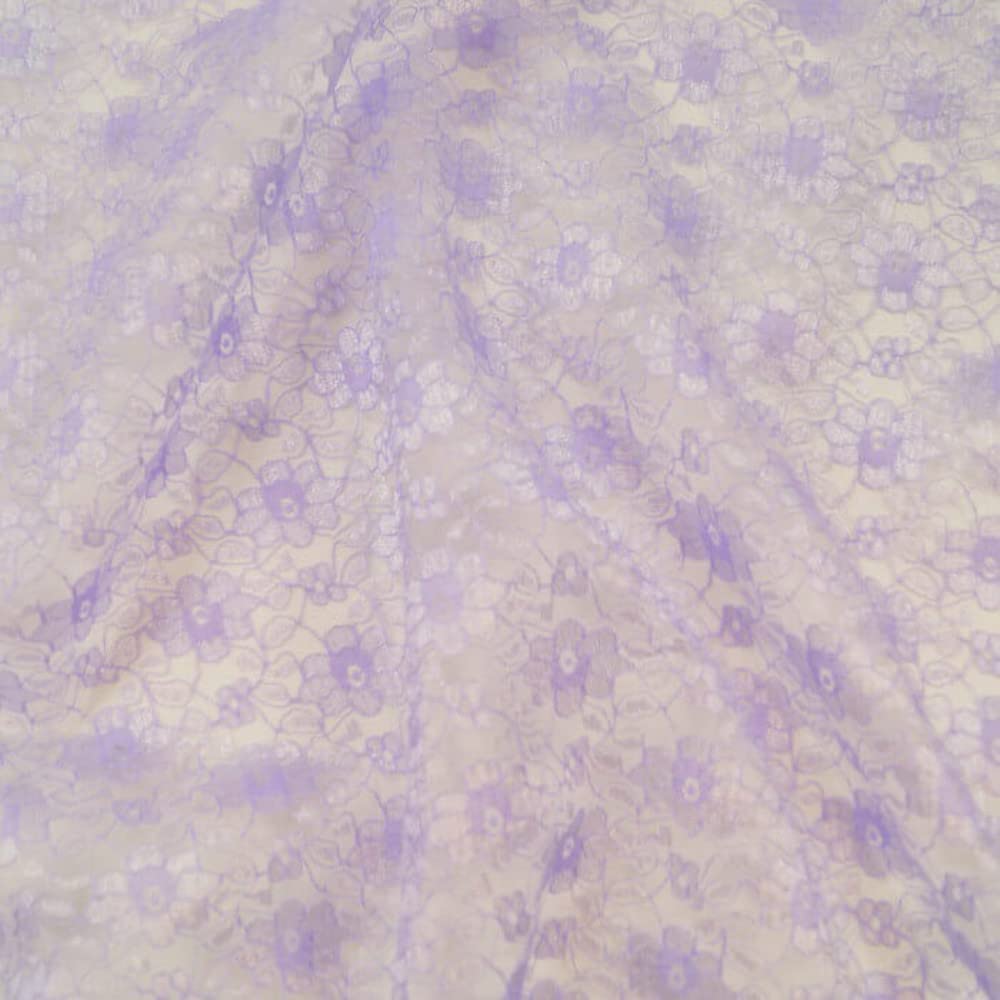 Oh Sew Crafty Limited Lilac Floral Lace Fabric Dressmaking 100% Polyester Dress Net Bridal (Per Metre) (Lilac)